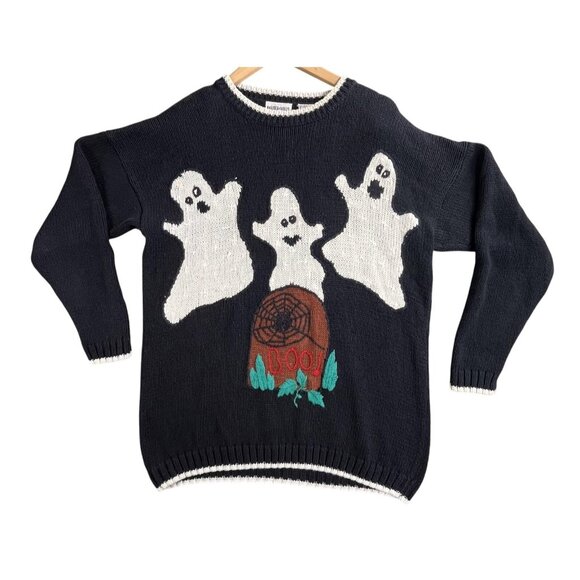 Vintage 90s Halloween Sweater Womens XL Ghost Core Statement Spooky Cottage Y2K - Picture 1 of 15